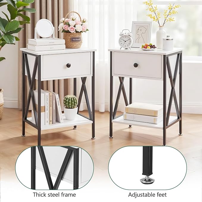 VECELO Nightstands Set of 2, Modern Bedside End Tables, Night Stands - Image 7