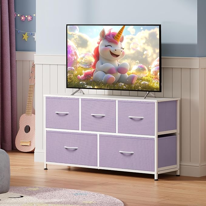 WLIVE Dresser for Bedroom with 5 Drawers, Wide Chest of Drawers, Fabric Dresser - Image 7