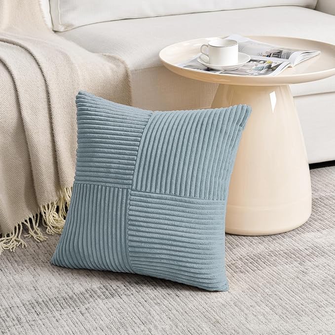Fancy Homi Set of 2 Light Blue Euro Decorative Throw Pillow Covers 26x26 Inch - Image 2