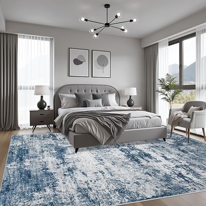 10x14 Area Rug Living Room Rug: Washable Modern Abstract Soft Thin Rug Indoor - Image 3