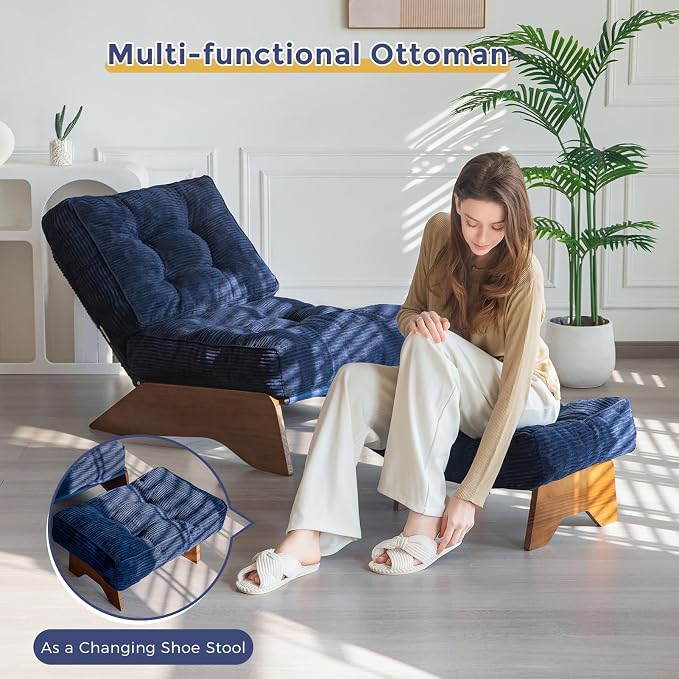 MAXYOYO Accent Chair with Ottoman Adjustable Backrest, Tufted Living Room Chair - Image 5