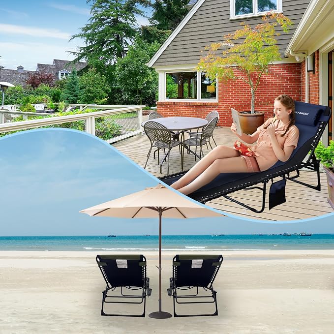 Oversized Padded Outdoor Folding Lounge Chair - Image 7
