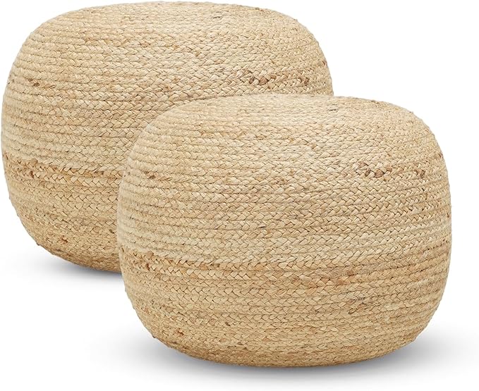 · REDEARTH · Jute Circular Pouf Ottoman by REDEARTH
