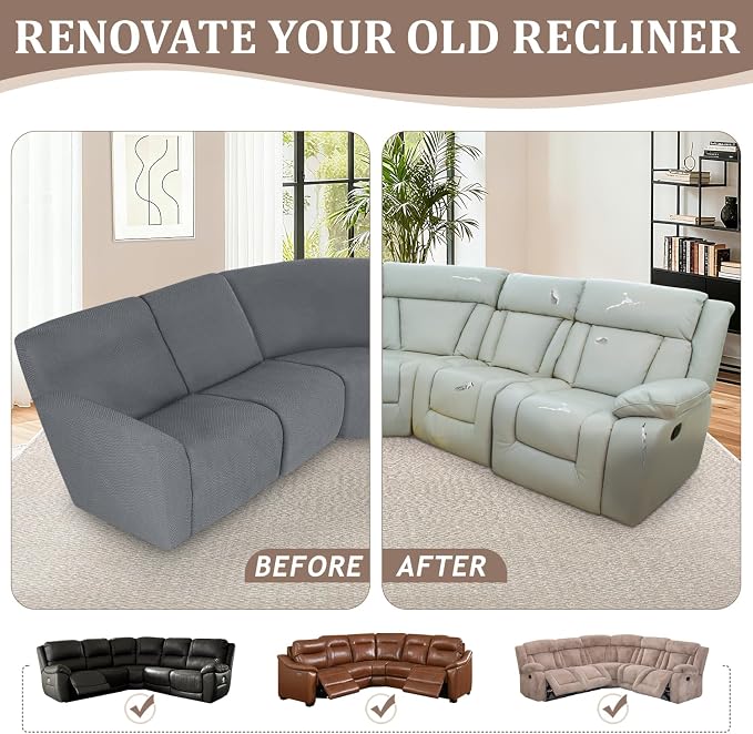 ALIECOM 100% Waterproof Recliner Sectional Couch Covers L Shape Stretch Corner - Image 7