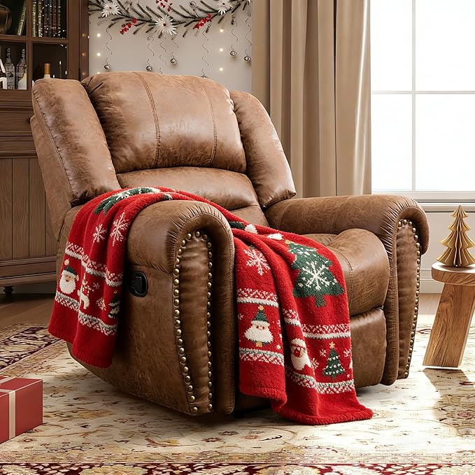 CANMOV Leather Recliner Chair, Classic and Traditional Manual Recliner Chair - Image 3