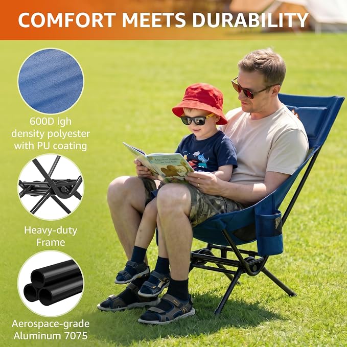 Armless Rocking Camping Chair for Adults, Portable Folding Outdoor Rocker - Image 4