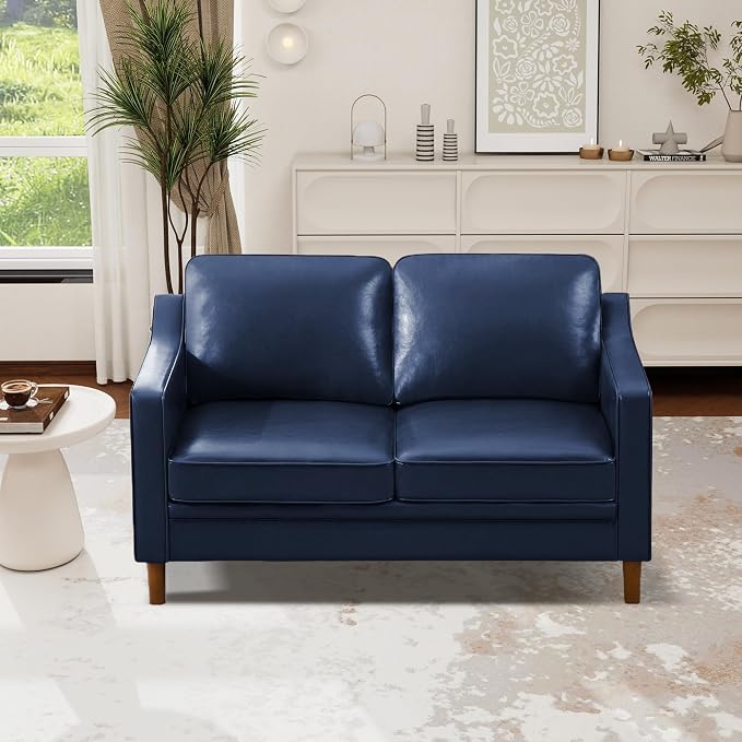 Kingfun 56" Faux Leather Sofa, Loveseat Couch, Mid Century Modern Love Seat by KINGFUN-Anexcitingoption