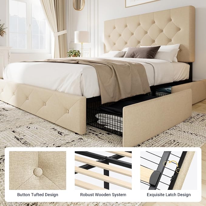 Allewie Upholstered Full Size Platform Bed Frame - Image 6