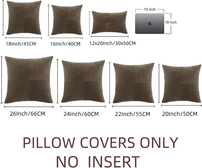 Fancy Homi 2 Packs Dark Brown Euro Decorative Throw Pillow Covers 28x28 Inch - Image 7