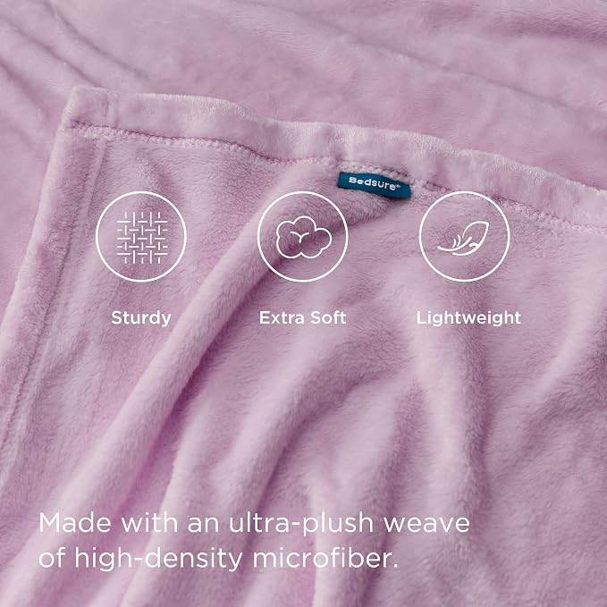 Bedsure GentleSoft Fleece Blanket Twin Size Lilac - Image 3