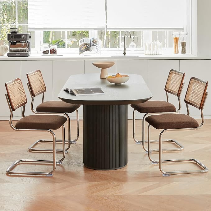 GrandNoor Rattan Dining Chairs Set, Wooden Mid Century Modern Dining Room Chairs - Image 7