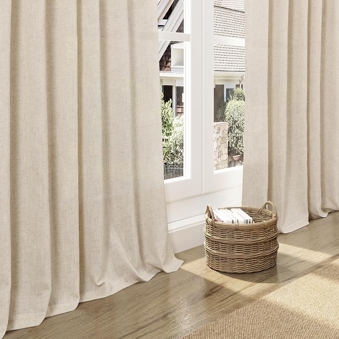 Cream Beige Linen Curtains for Living Room 100 Inches Long Light Filtering Semi - Image 5