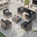 Aoxun 7 Piece Patio Furniture Set, All-Weather Wicker Outdoor Furniture 6 Seats by Aoxun