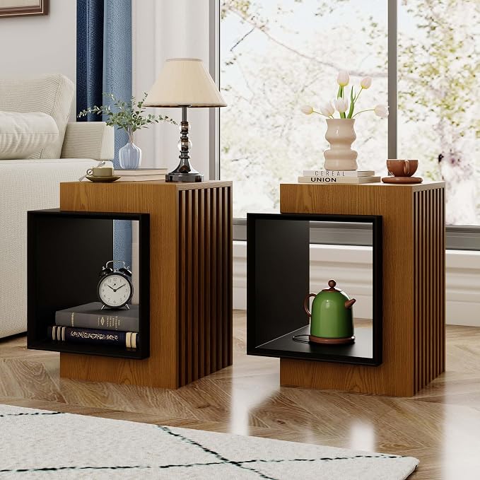 POVISON Side Table Set, 17.71" Wood End Table by POVISON