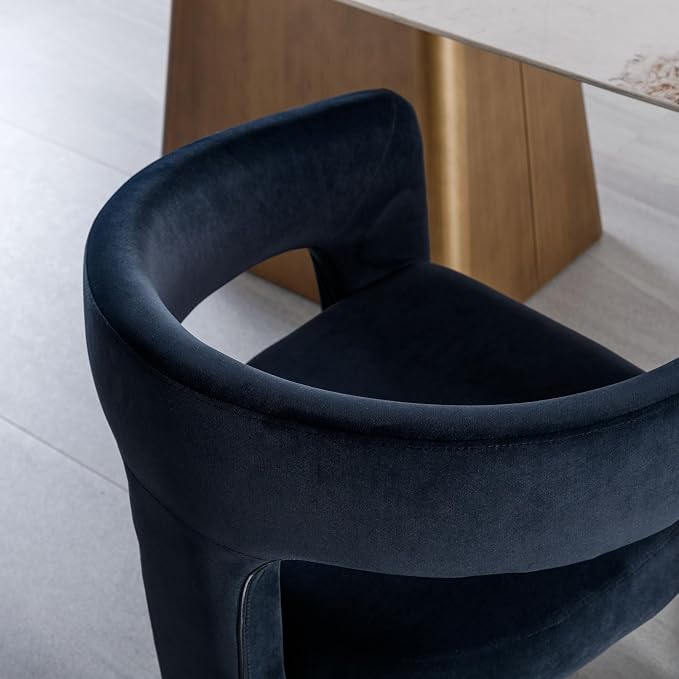 RIVOVA Modern Barrel Dining Chairs Set of 3, Velvet Upholstered Accent Side - Image 4
