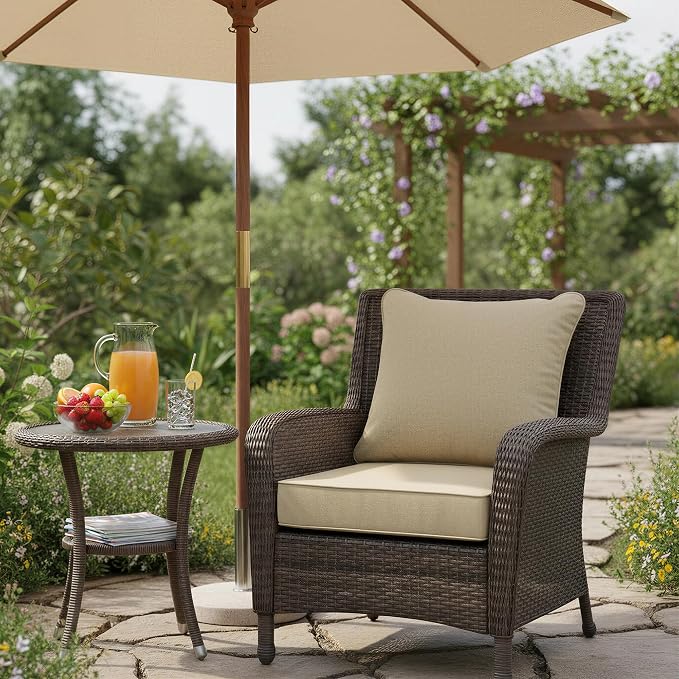 Summsun Outdoor Chair Cushions 24 x 24 Inch, Faux Linen Patio Furniture Cushions - Image 2