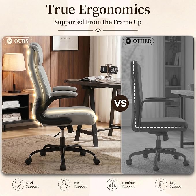 Office Chair, Leather Ergonomic Computer Desk Chair - Image 3