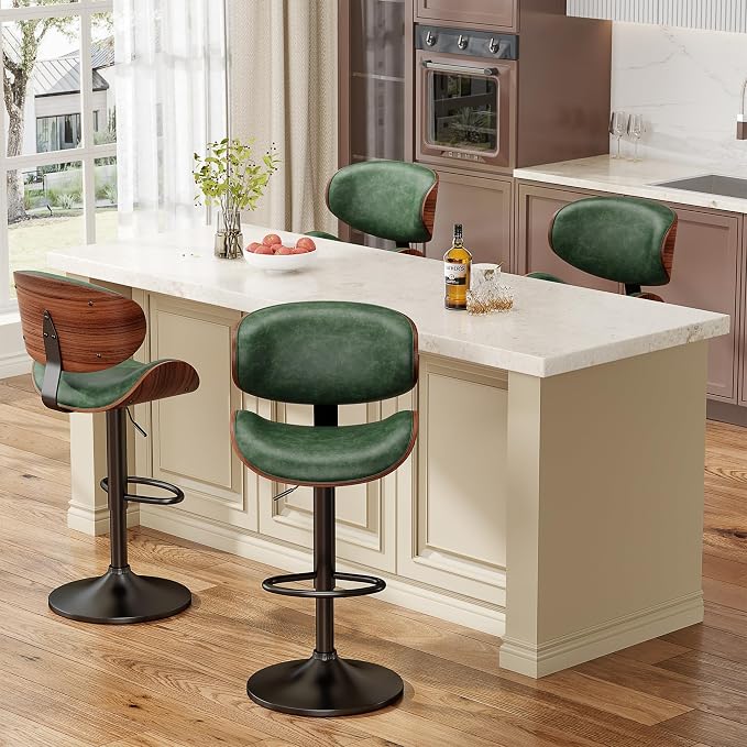 YaFiti Bar Stools Set of 3, Bentwood Adjustable Height Swivel Bar Stools - Image 7
