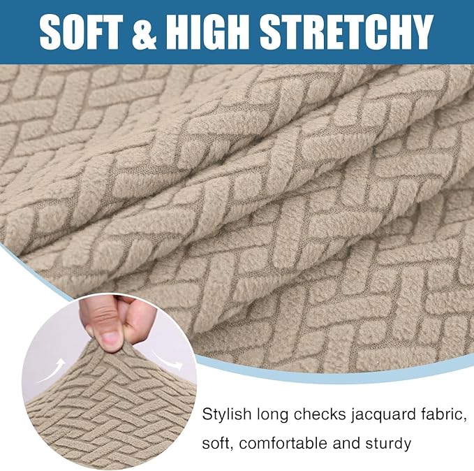 Smiry Waterproof Couch Cushion Covers, Stretch Jacquard Thick Sofa Cushion - Image 7
