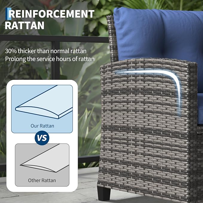 3-Piece Patio Furniture Set, Outdoor PE Rattan Chair - Image 3