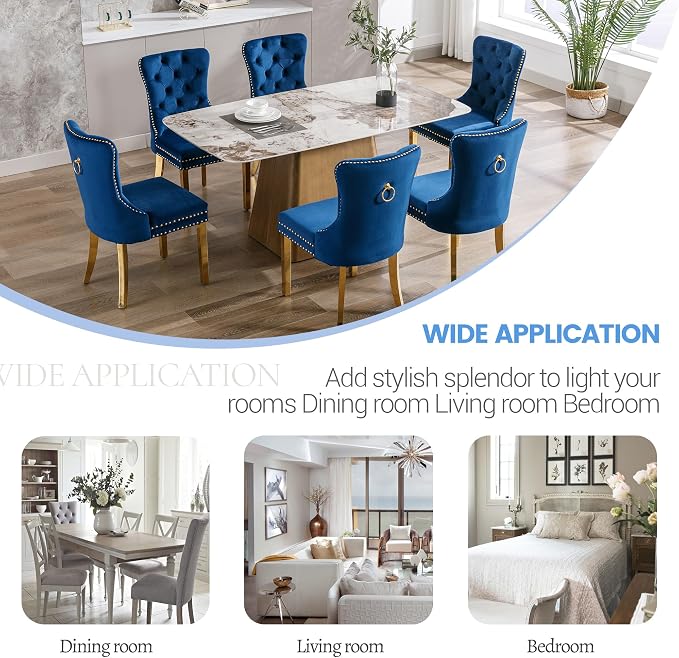 KCC Velvet Dining Chairs Set of 4, Upholstered High-end Tufted Dining Chair - Image 7