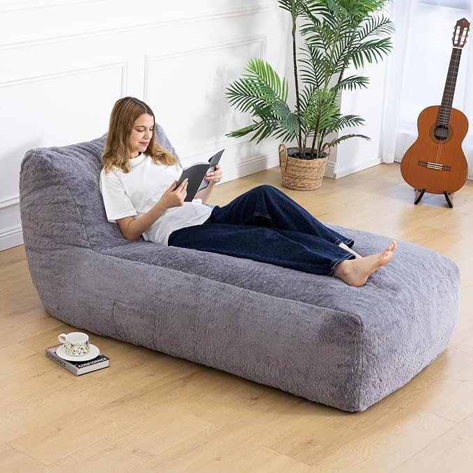 Giant Bean Bag Chair for Adults, Big Faux Fur Plush Bean Bag Lounger, Large by Unknown