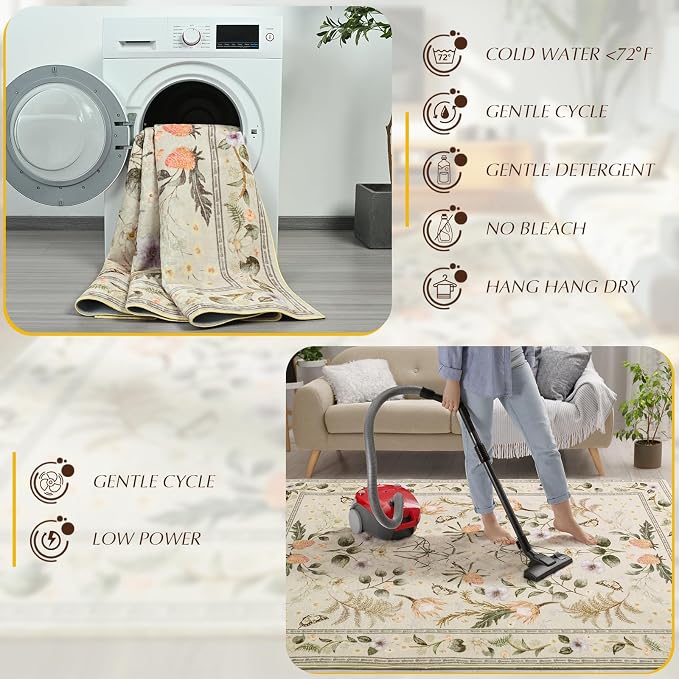 Area Rugs for Living Room, 6x9 Washable Vintage Rug for Bedroom, Non-Slip - Image 9
