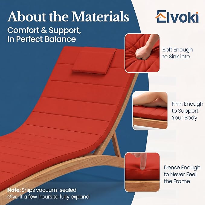 Quilted Chaise Lounge Outdoor Patio Furniture Cushions | Water-Resistant Patio - Image 4