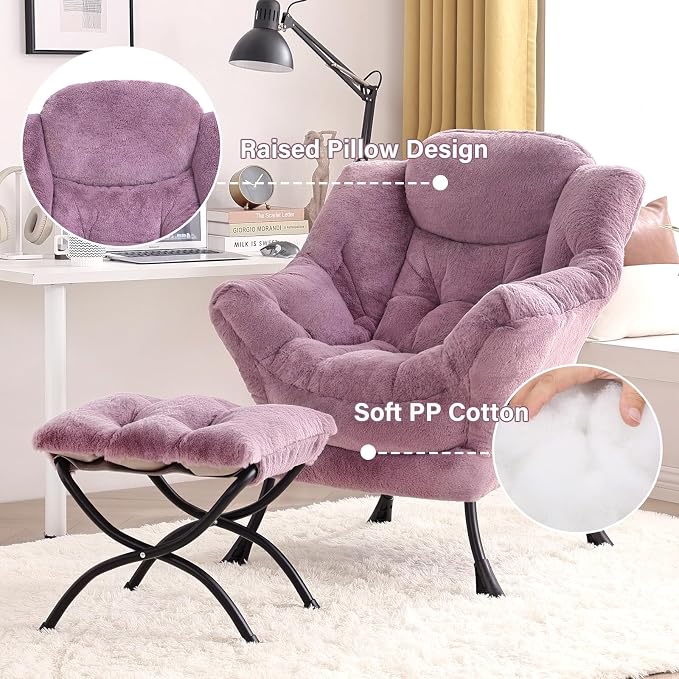 Tiita Lazy Chair with Ottoman, Comfy Leisure Sofa Armchair with Ottoman - Image 4