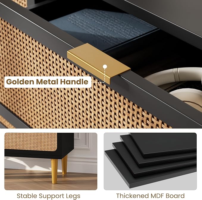 GarveeHome Rattan 5 Drawer Dressers - Image 7