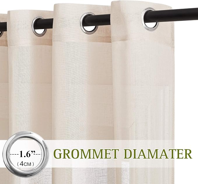 NICETOWN Flax Linen Sheer Curtains 108" Length - Image 2