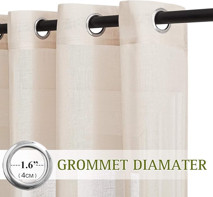 NICETOWN Sliding Door Curtains Linen Sheer Textured, Grommet Semi Sheer Keep - Image 3