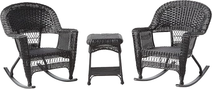 Jeco 3 Piece Rocker Wicker Chair Set by Jeco