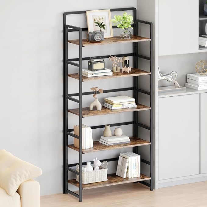 No Assembly Folding Bookshelf, 5 Tiers Collapsible Book Shelf - Image 4