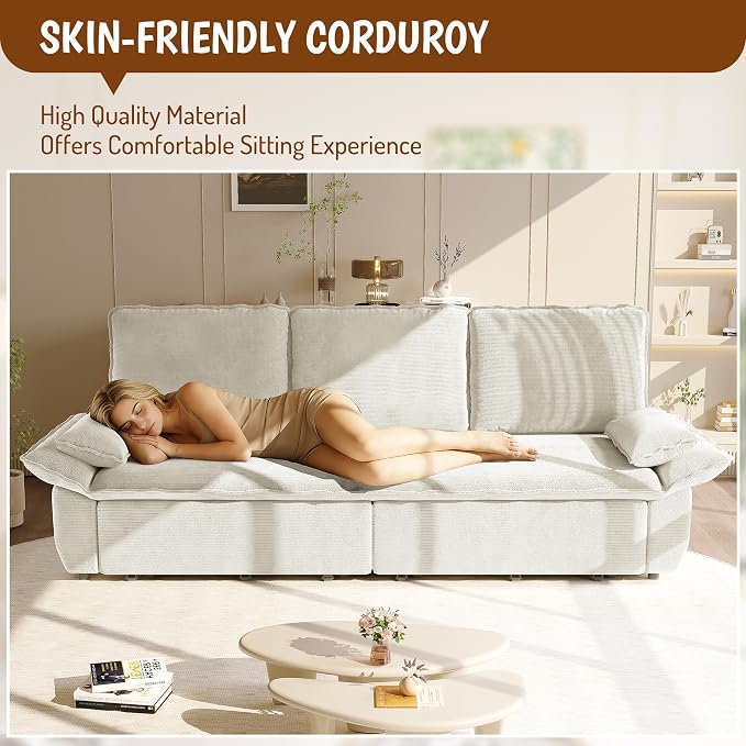 KEIKI 94.5" King-Size 3-in-1 Convertible Sleeper Sofa, Oversized Pull-Out Couch - Image 6