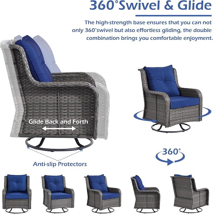 Wumiokio Patio Furniture Sets, 3 Pieces Wicker Outdoor Furniture - Image 4