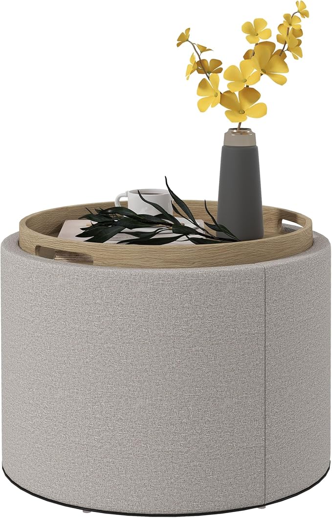 HOMCOM Round Storage Ottoman by HOMCOM