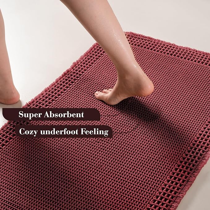 RESARE Waffle Bathroom Runner Rugs, Super Absorbent Bath Mat Non Slip Washable - Image 3
