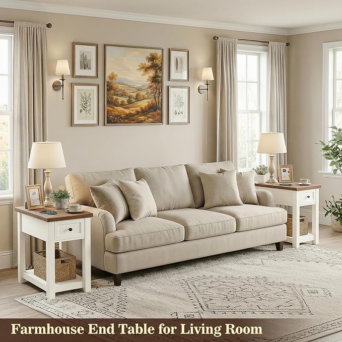 Narrow End Table Set of 2 with Charging Station - Image 2