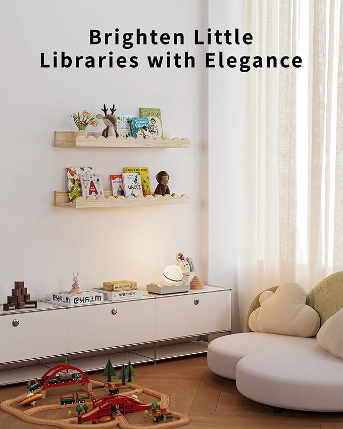 Shario Nursery Book Shelves, Scalloped Shelves, Wall Book Shelves - Image 5