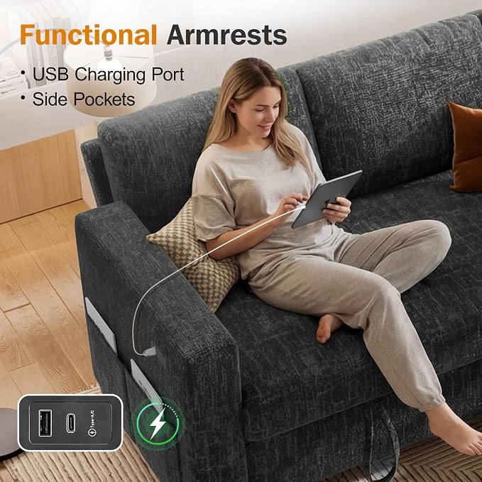 Sunny Heart 82" L Shaped Sectional Sleeper Sofa Bed - Image 9