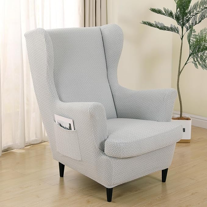 HAOYONG Jacquard Wingback Chair Cover Thickening Armchair Covers 2 Pieces - Image 7