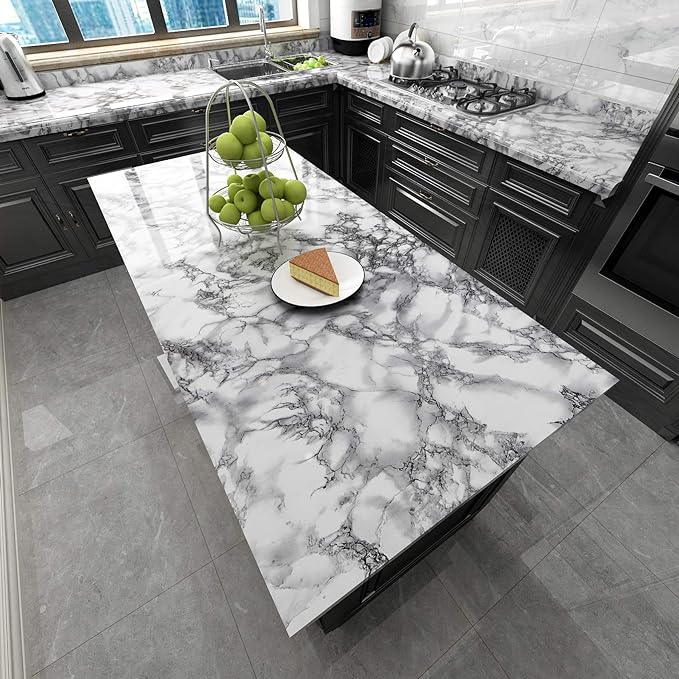 Livelynine 15.8x197 Marble Wallpaper Peel and Stick Countertops Waterproof - Image 2