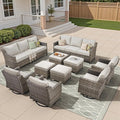 10 Piece Patio Furniture Set-High Back Outdoor Furniture Set Sectional Sofa by AMCLOBA