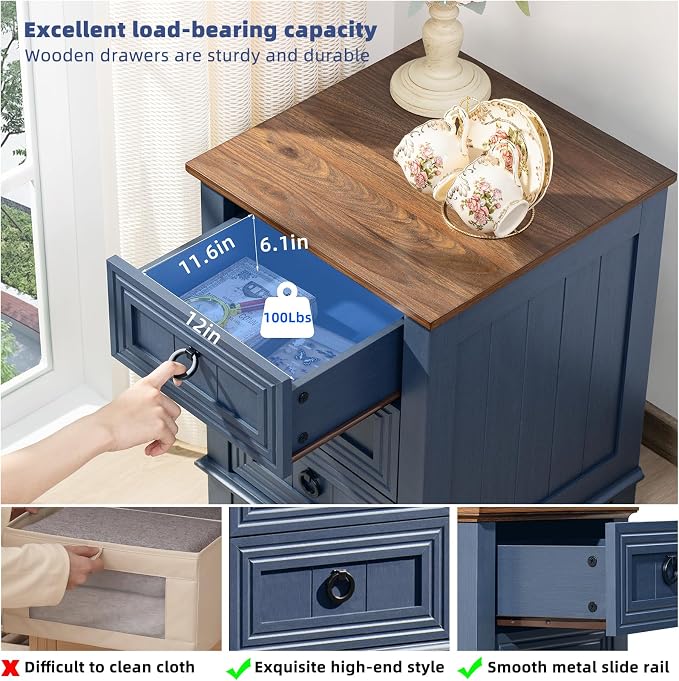 Joaxswe Night Stand Set of 2, Farmhouse 18" End Table - Image 4