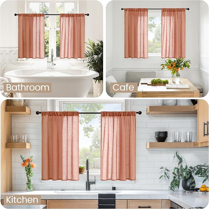 BGment Linen Short Curtains 40 Inch Length - Image 2