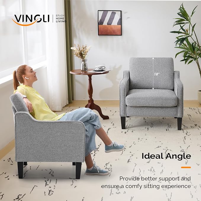 VINGLI Accent Chairs for Living Room Mid Century Modern Chair Sofa Chair - Image 4