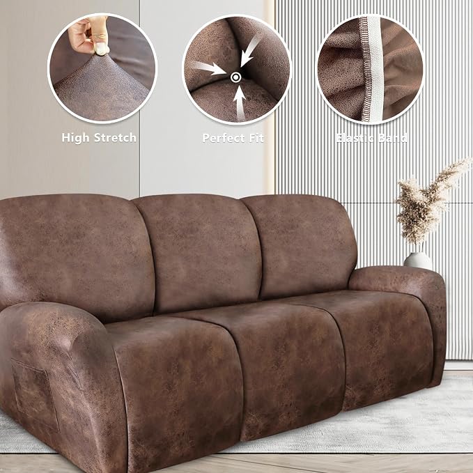 ANARACHON Recliner Couch Cover Leather Look Recliner Sofa Covers - Image 5