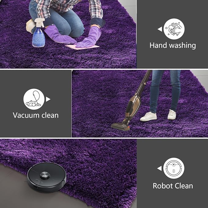 9X12 Large Shag Area Rugs for Living Room Bedroom, Big Soft Purple Fluffy Rug - Image 7