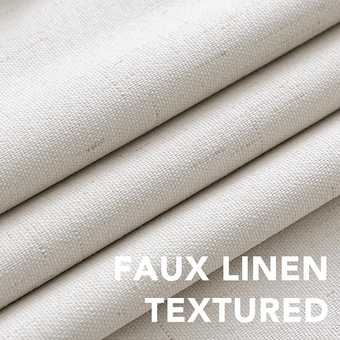 H.VERSAILTEX Primitive Linen Curtains 100% Blackout Curtain Drapes Burlap - Image 4